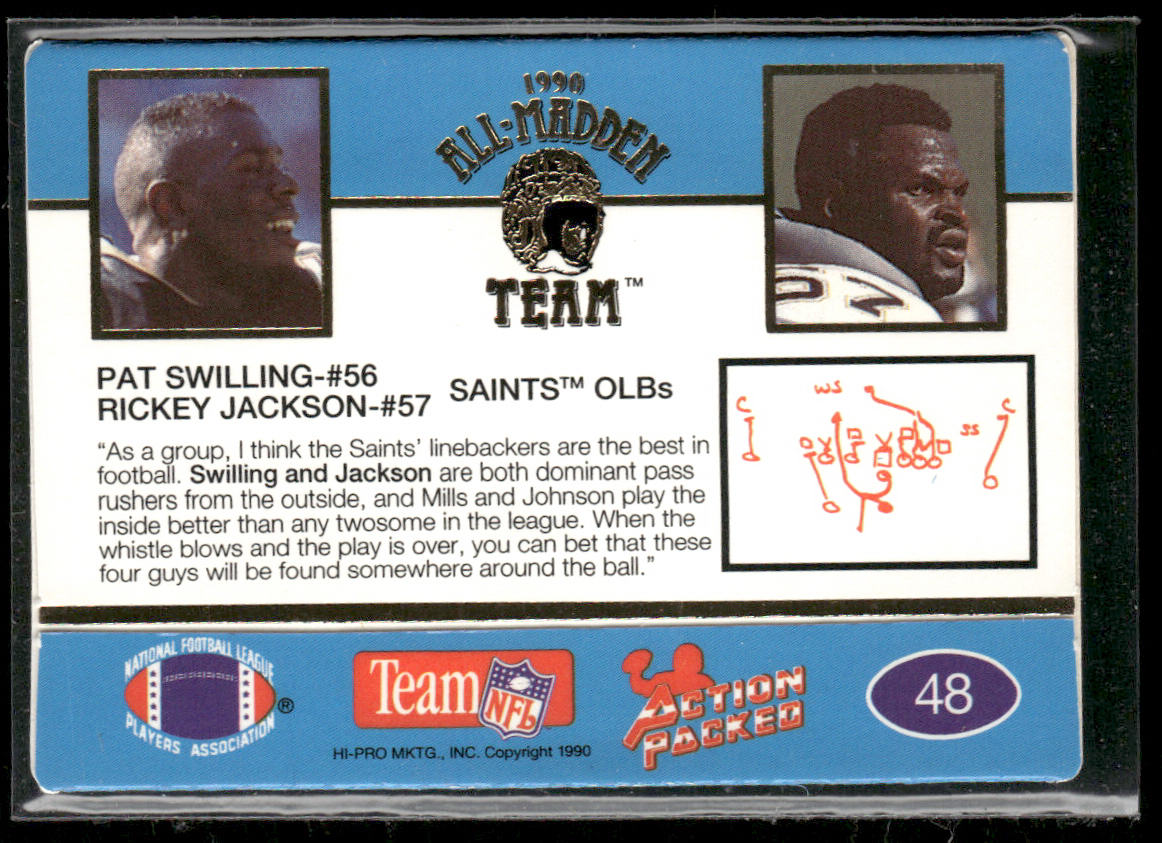 Pat Swilling / Rickey Jackson 1990 Action Packed All-Madden #48 Saints