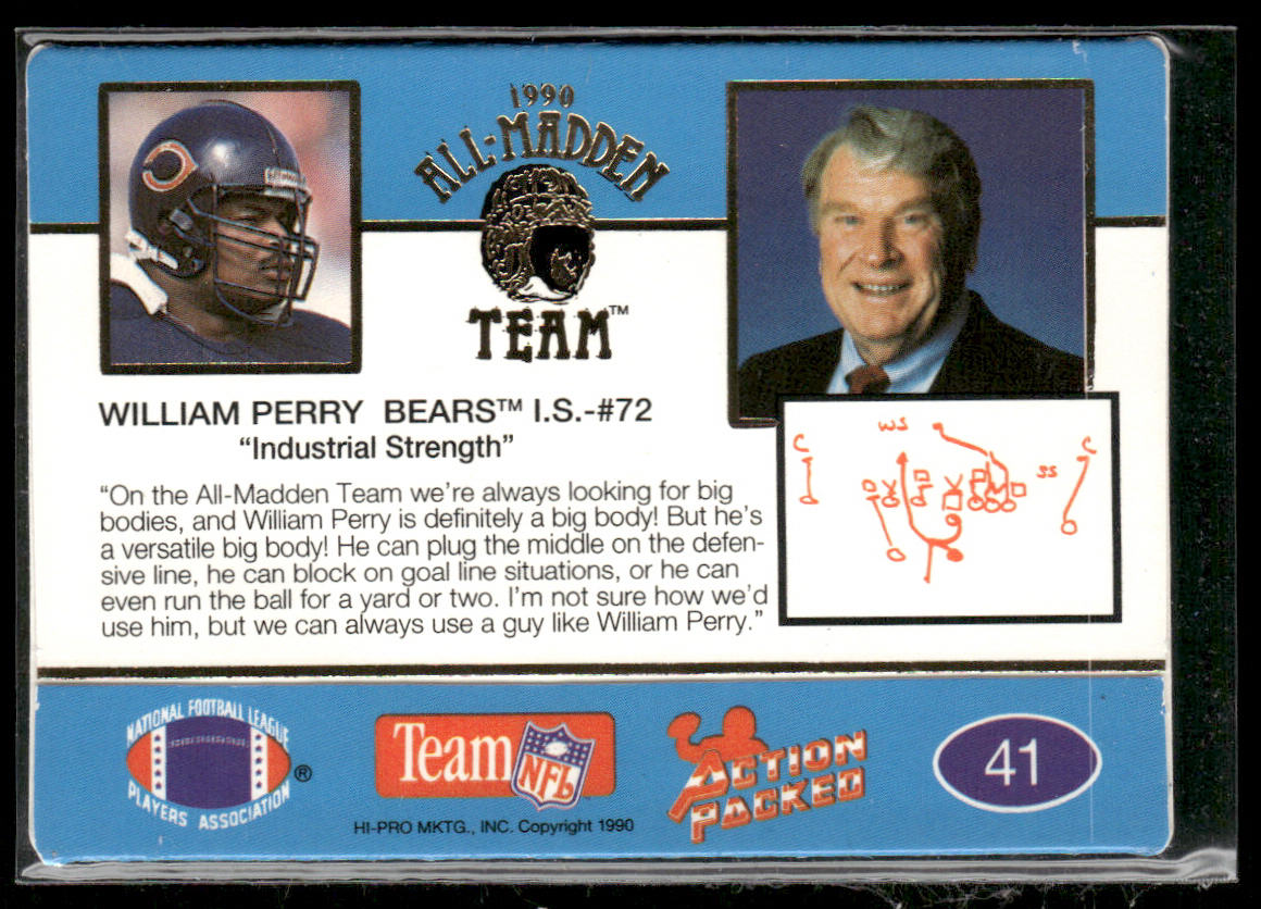 William Perry 1990 Action Packed All-Madden #41 Chicago Bears