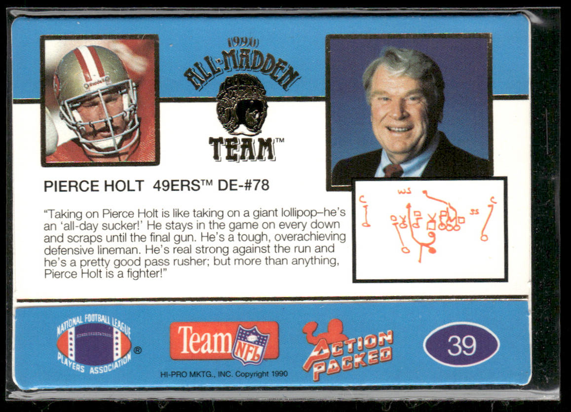 Pierce Holt 1990 Action Packed All-Madden #39 San Francisco 49ers