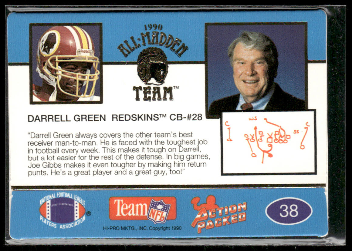 Darrell Green 1990 Action Packed All-Madden #38 Washington Redskins
