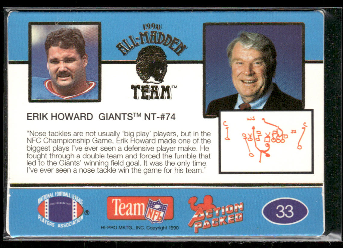Erik Howard 1990 Action Packed All-Madden #33 New York Giants