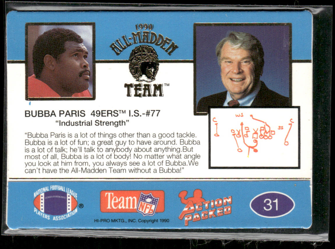 Bubba Paris 1990 Action Packed All-Madden #31 San Francisco 49ers
