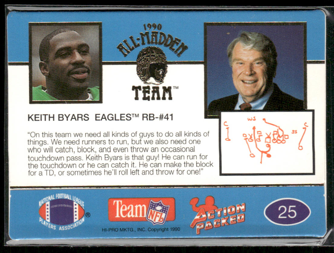 Keith Byars 1990 Action Packed All-Madden #25 Philadelphia Eagles