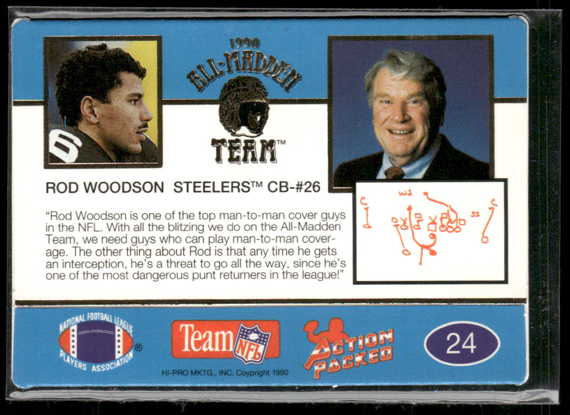 Rod Woodson 1990 Action Packed All-Madden #24 Pittsburgh Steelers