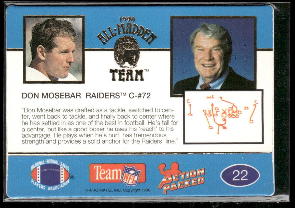 Don Mosebar 1990 Action Packed All-Madden #22 Los Angeles Raiders