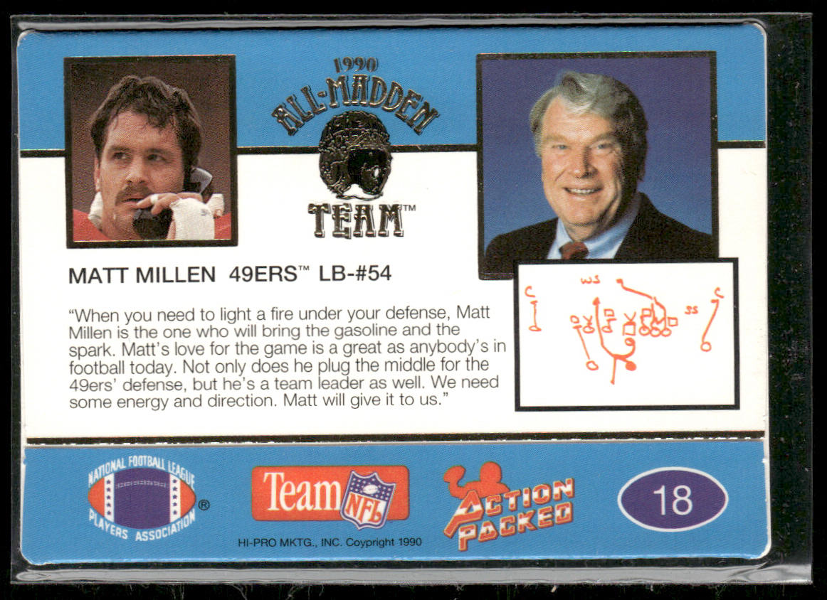 Matt Millen 1990 Action Packed All-Madden #18 San Francisco 49ers
