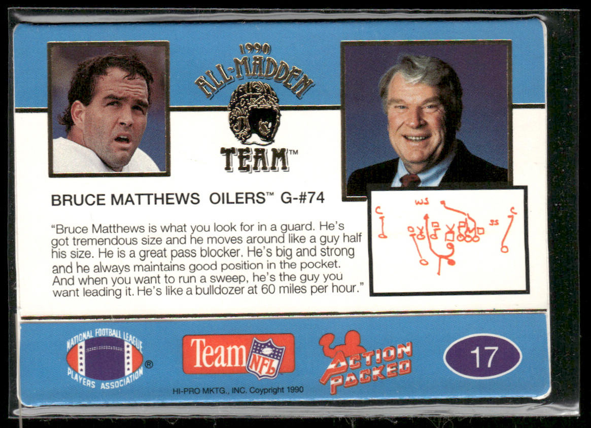 Bruce Matthews 1990 Action Packed All-Madden #17 Houston Oilers