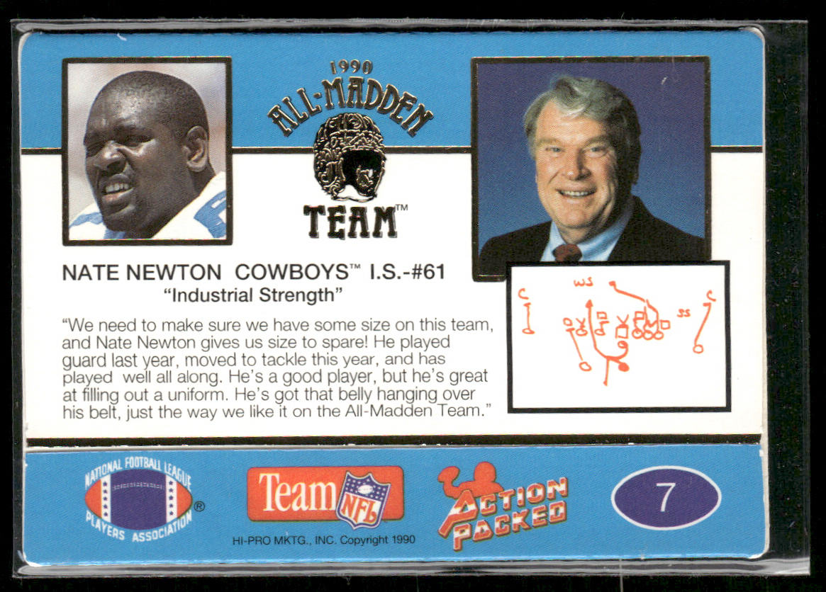 Nate Newton 1990 Action Packed All-Madden #7 Dallas Cowboys