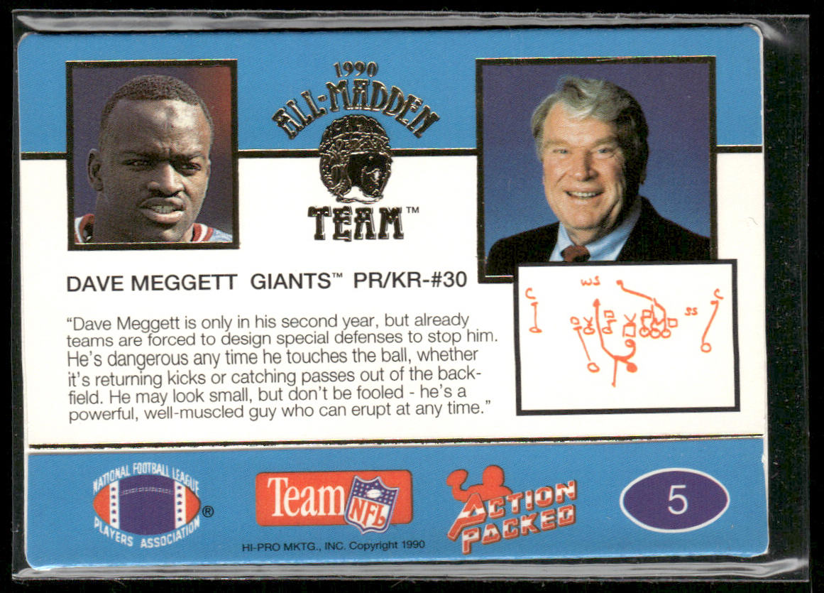 Dave Meggett 1990 Action Packed All-Madden #5 New York Giants