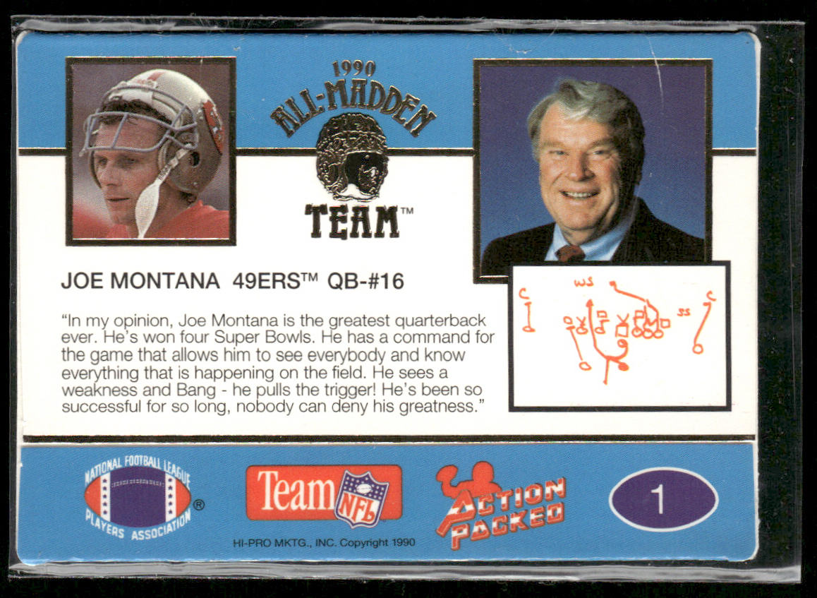 Joe Montana 1990 Action Packed All-Madden #1 San Francisco 49ers