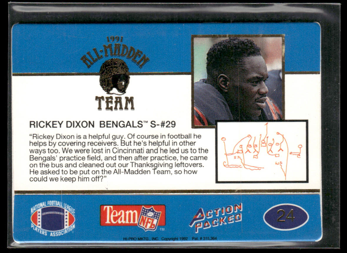 Rickey Dixon 1991 Action Packed All-Madden #24 Cincinnati Bengals