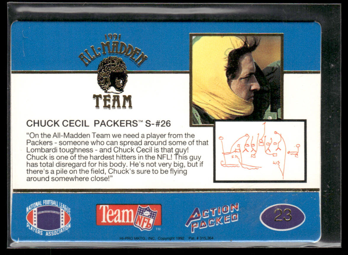 Chuck Cecil 1991 Action Packed All-Madden #23 Green Bay Packers