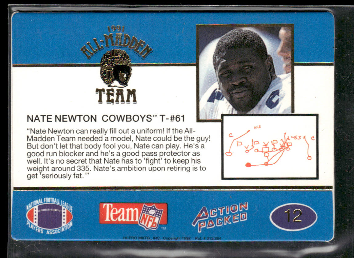 Nate Newton 1991 Action Packed All-Madden #12 Dallas Cowboys
