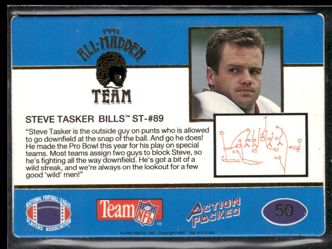 Steve Tasker 1991 Action Packed All-Madden #50 Buffalo Bills