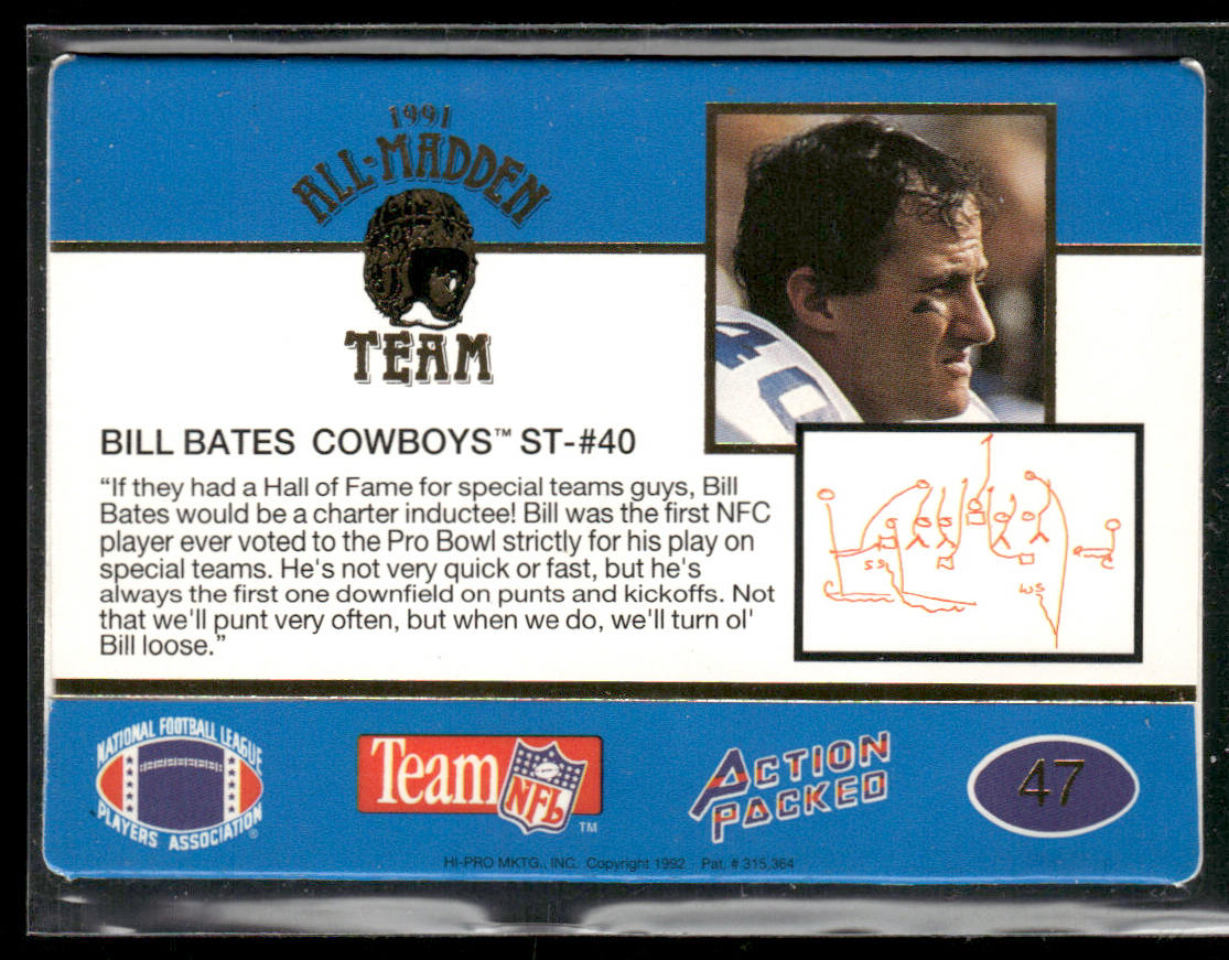 Bill Bates 1991 Action Packed All-Madden #47 Dallas Cowboys