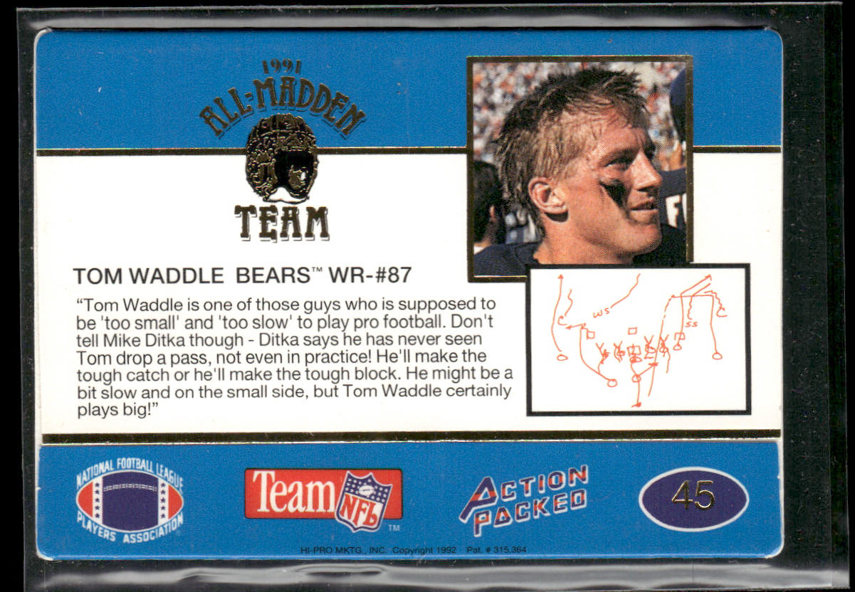 Tom Waddle 1991 Action Packed All-Madden #45 Chicago Bears