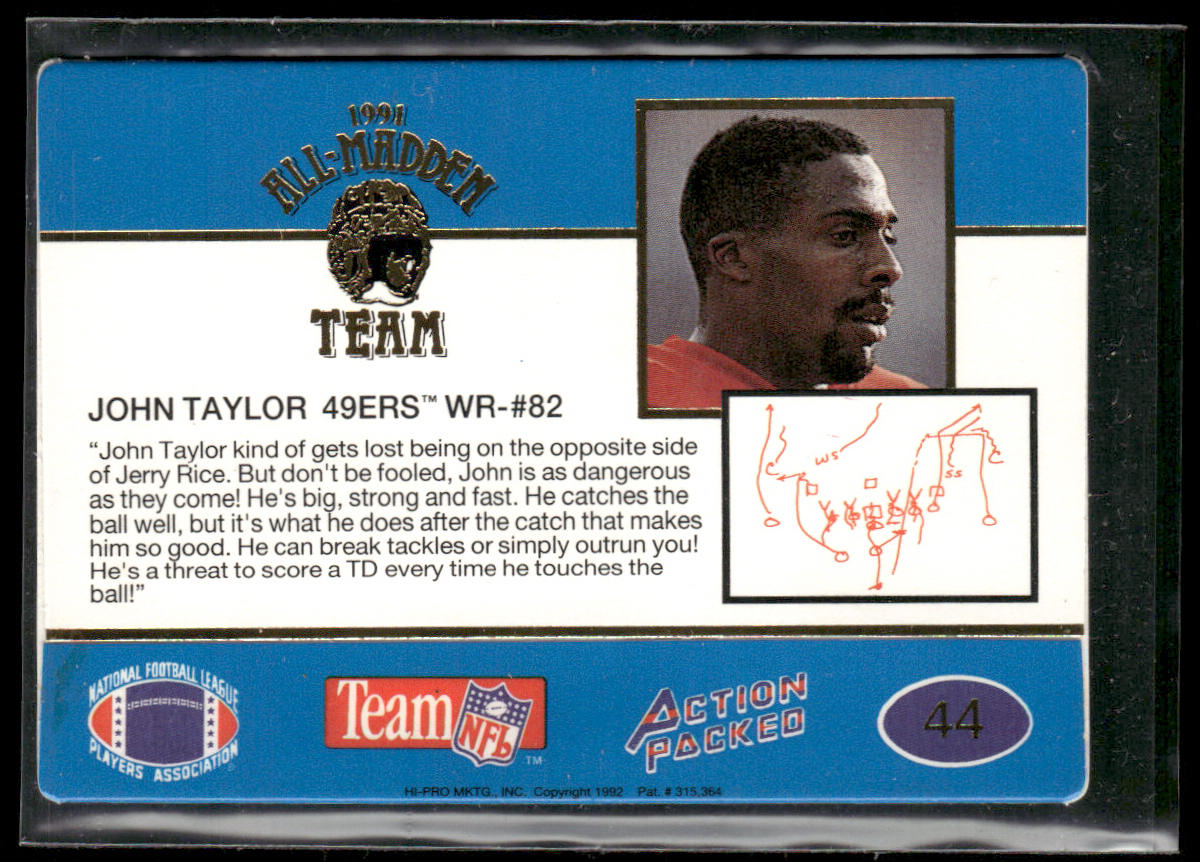 John Taylor 1991 Action Packed All-Madden #44 San Francisco 49ers