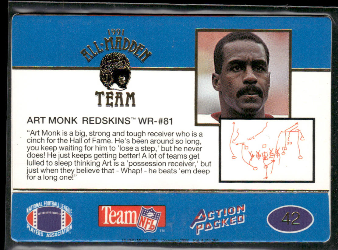 Art Monk 1991 Action Packed All-Madden #42 Washington Redskins