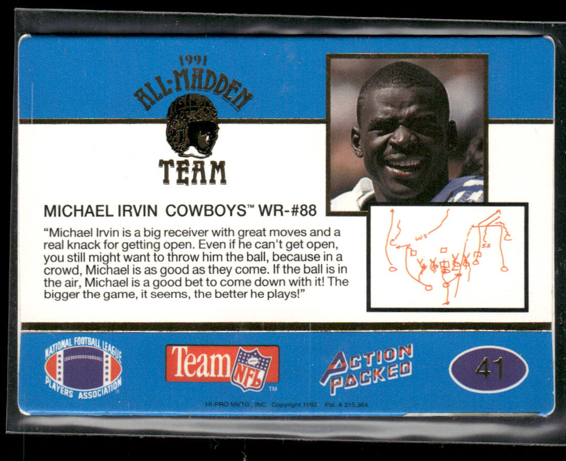 Michael Irvin 1991 Action Packed All-Madden #41 Dallas Cowboys