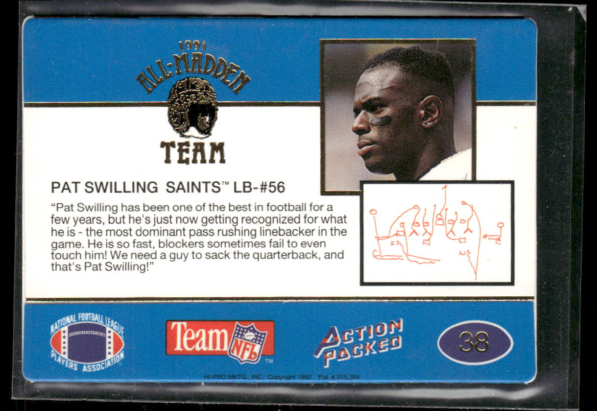 Pat Swilling 1991 Action Packed All-Madden #38 New Orleans Saints