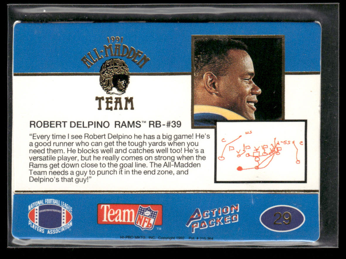 Robert Delpino 1991 Action Packed All-Madden #29 Los Angeles Rams