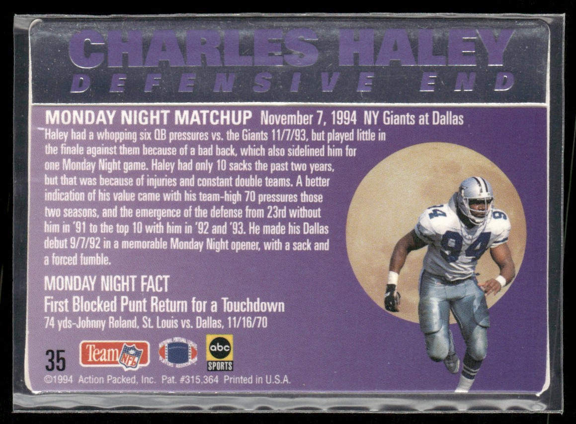 Charles Haley 1994 Action Packed Monday Night Football #35 Dallas Cowboys