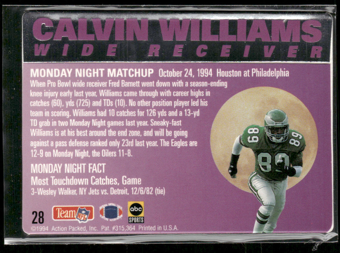 Calvin Williams 1994 Action Packed Monday Night Football #28 Philadelphia Eagles