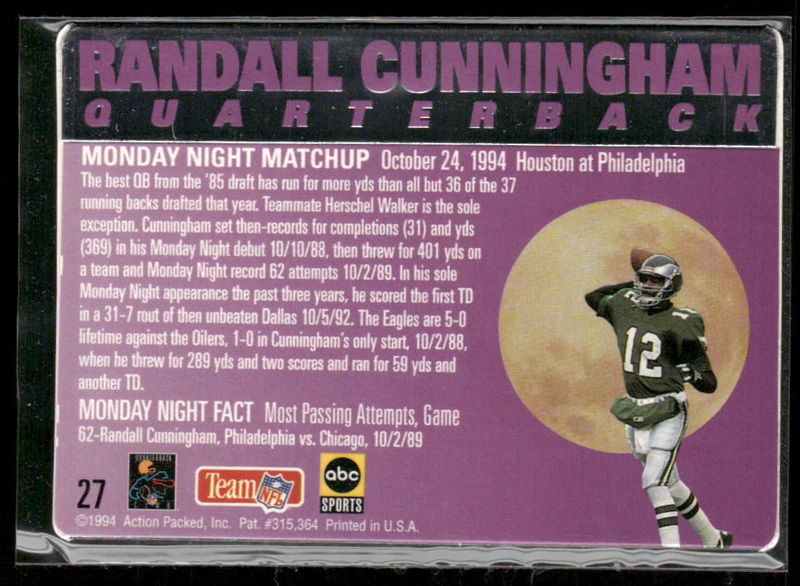 Randall Cunningham 1994 Action Packed Monday Night Football #27 Eagles