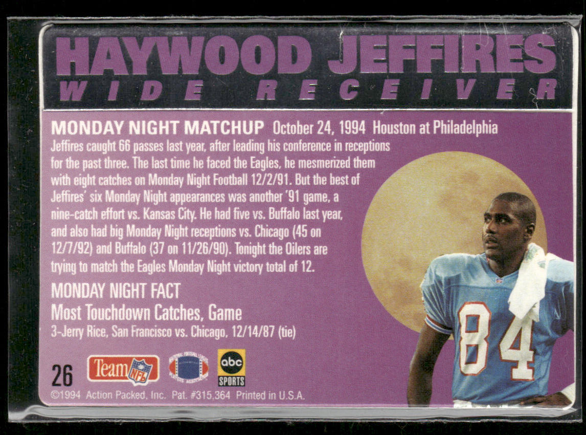 Haywood Jeffires 1994 Action Packed Monday Night Football #26 Houston Oilers