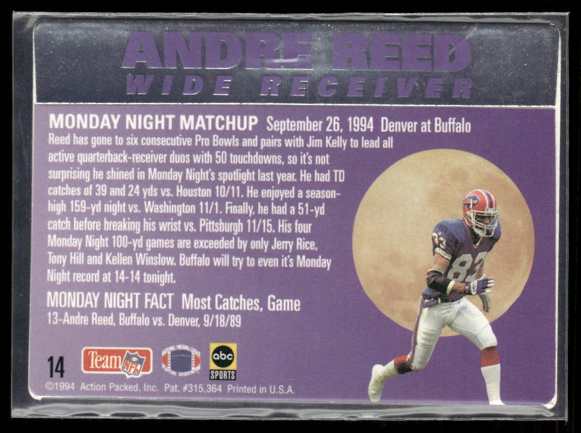 Andre Reed 1994 Action Packed Monday Night Football #14 Buffalo Bills