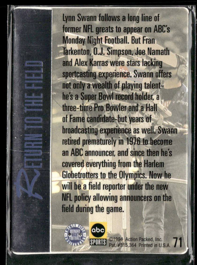 Lynn Swann 1994 Action Packed Monday Night Football #71 Pittsburgh Steelers