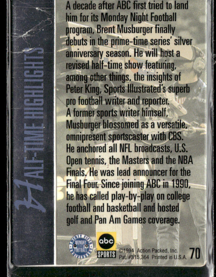 Brent Musburger 1994 Action Packed Monday Night Football #70