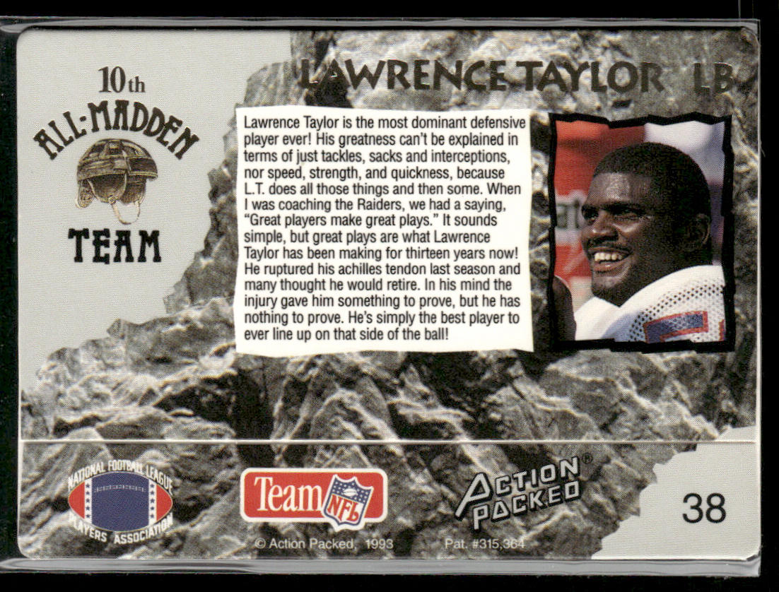 Lawrence Taylor 1993 Action Packed All-Madden #38 New York Giants