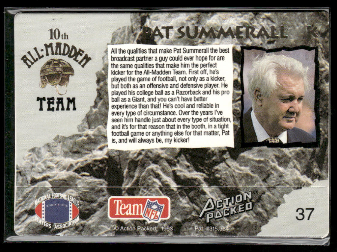 Pat Summerall 1993 Action Packed All-Madden #37 New York Giants