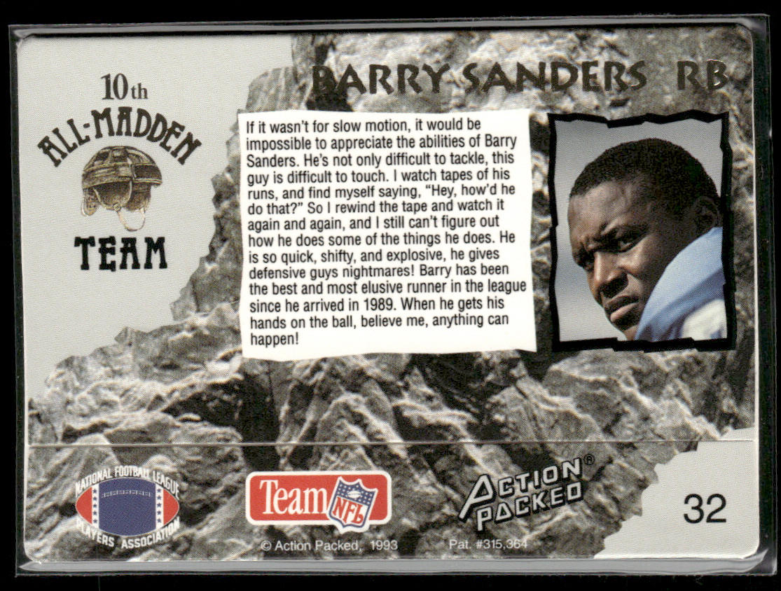 Barry Sanders 1993 Action Packed All-Madden #32 Detroit Lions