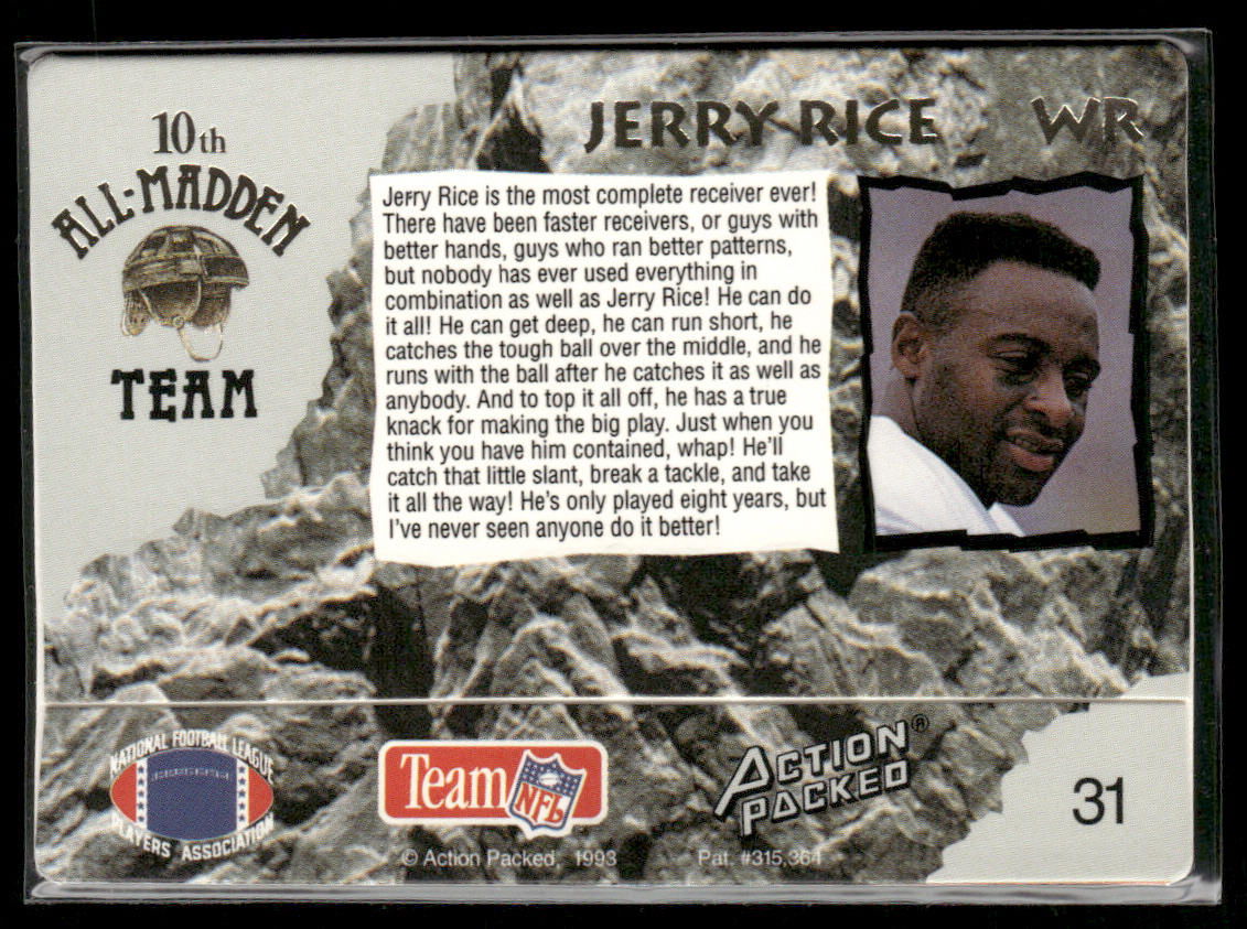Jerry Rice 1993 Action Packed All-Madden #31 San Francisco 49ers