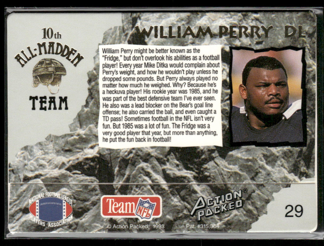 William Perry 1993 Action Packed All-Madden #29 Chicago Bears