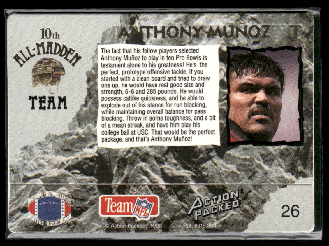 Anthony Munoz 1993 Action Packed All-Madden #26 Cincinnati Bengals