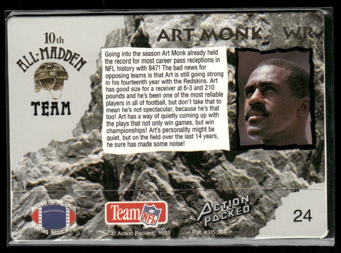 Art Monk 1993 Action Packed All-Madden #24 Washington Redskins