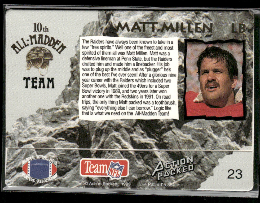 Matt Millen 1993 Action Packed All-Madden #23 Los Angeles Raiders