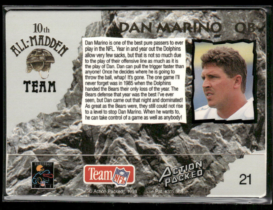 Dan Marino 1993 Action Packed All-Madden #21 Miami Dolphins