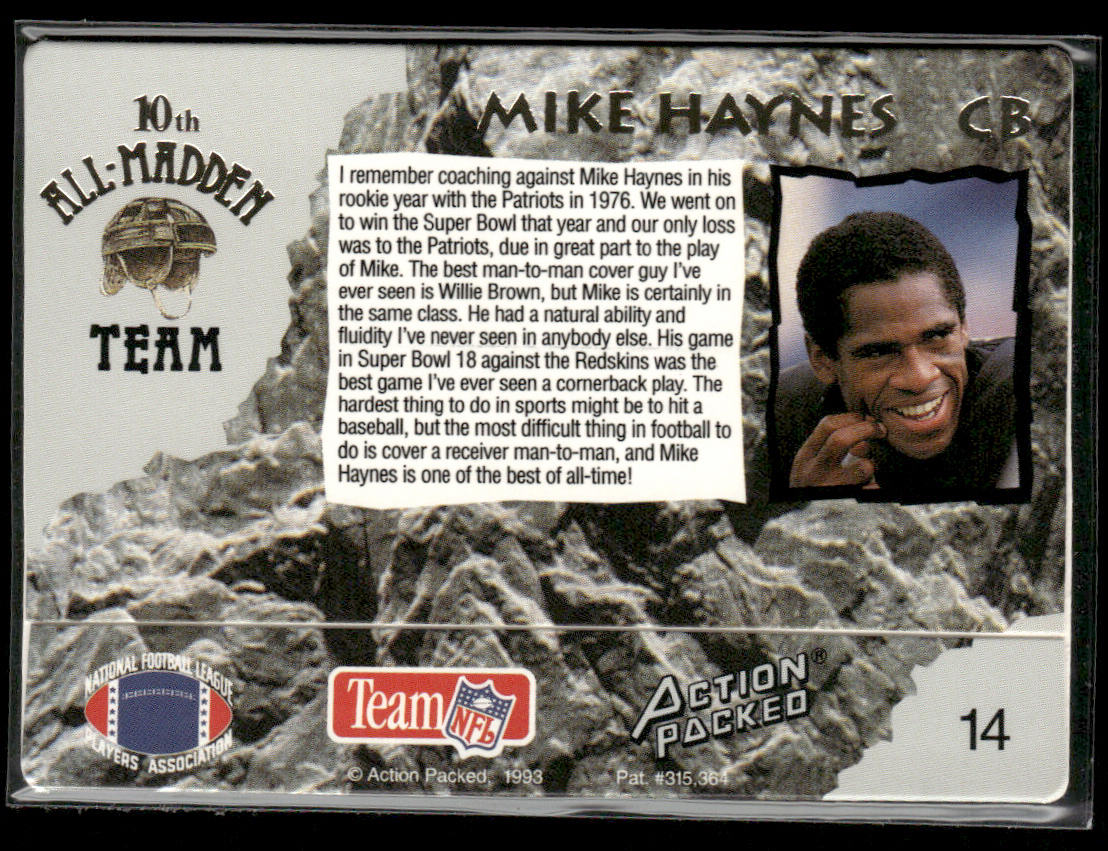 Mike Haynes 1993 Action Packed All-Madden #14 Los Angeles Raiders