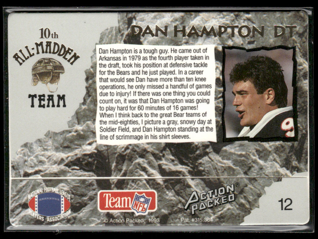 Dan Hampton 1993 Action Packed All-Madden #12 Chicago Bears