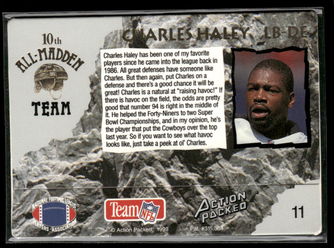 Charles Haley 1993 Action Packed All-Madden #11 Dallas Cowboys