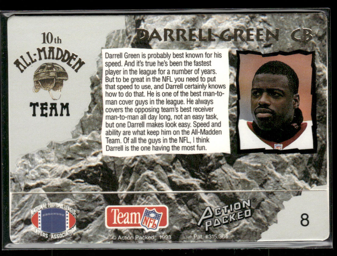 Darrell Green 1993 Action Packed All-Madden #8 Washington Redskins