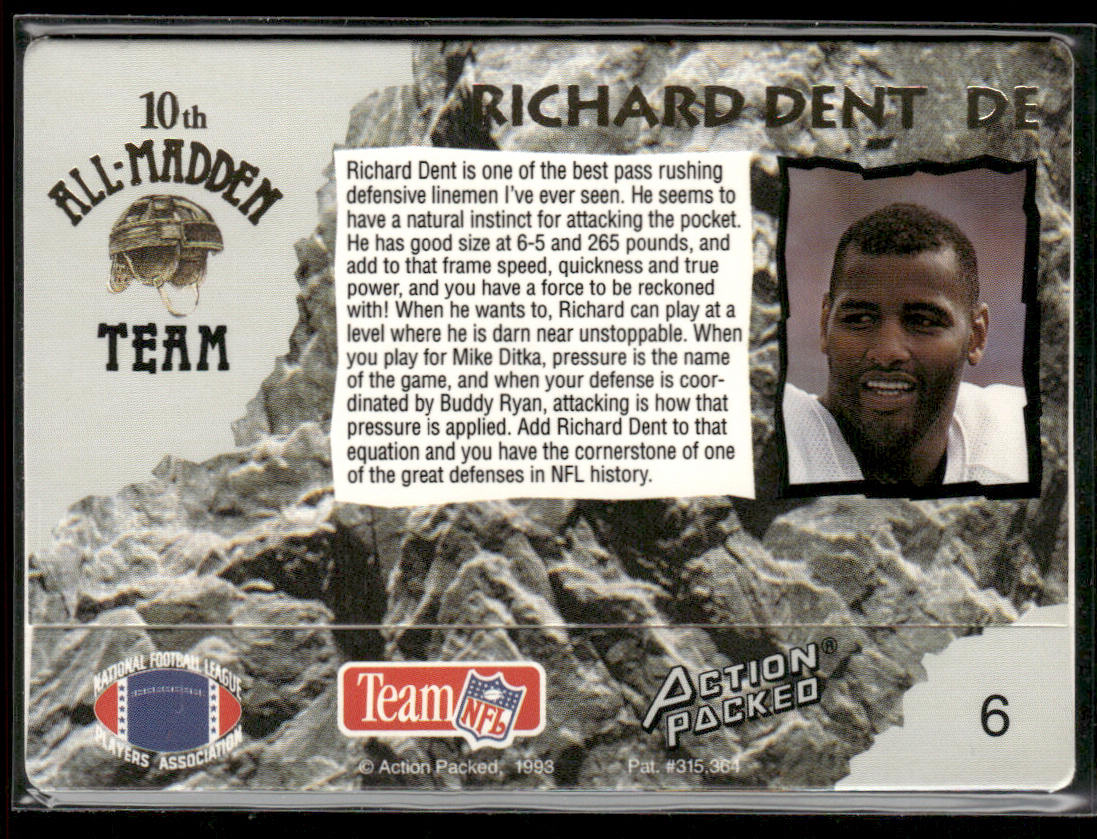 Richard Dent 1993 Action Packed All-Madden #6 Chicago Bears