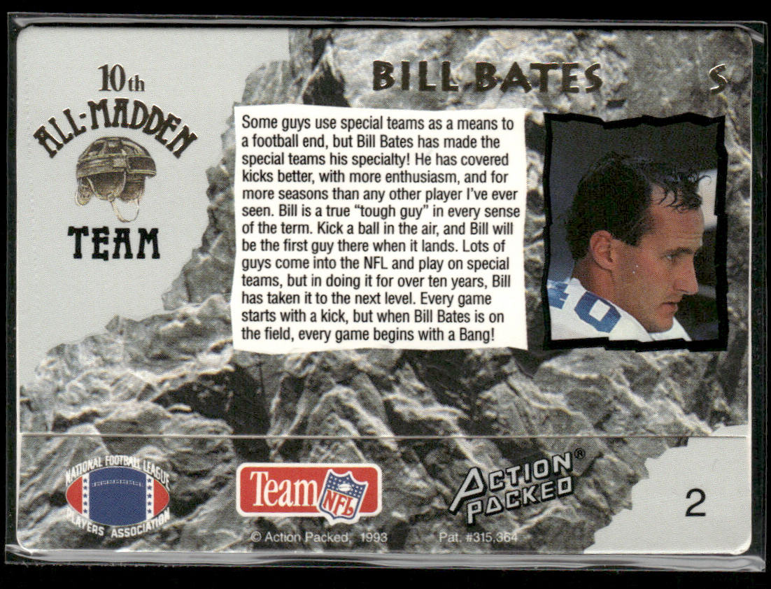 Bill Bates 1993 Action Packed All-Madden #2 Dallas Cowboys
