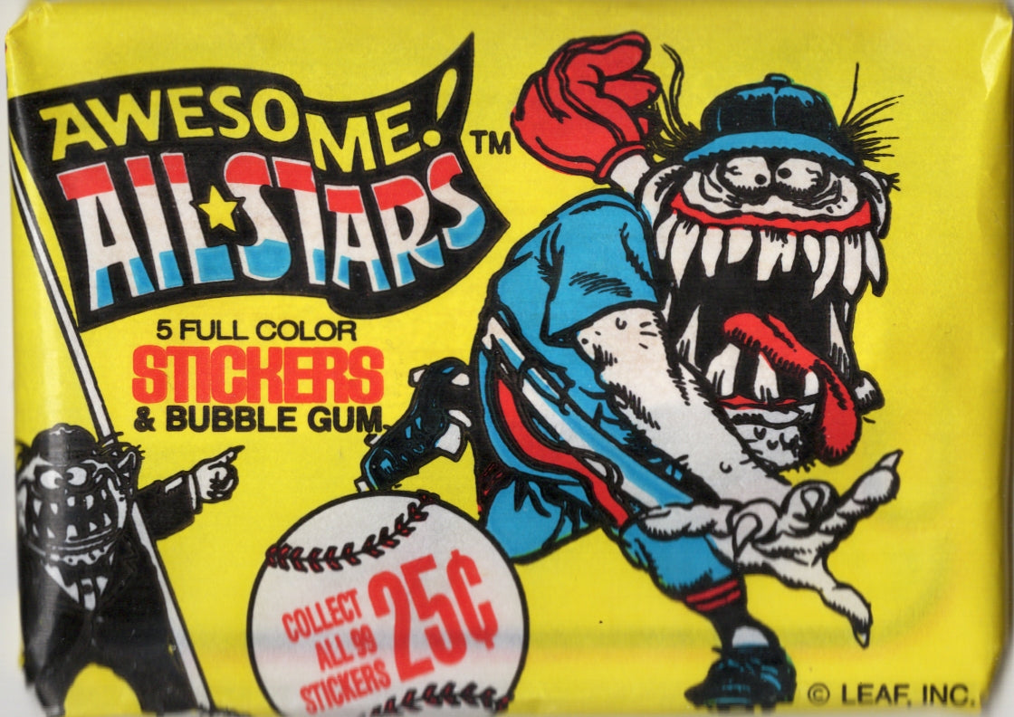 1988 Leaf Awesome! All-Stars Stickers & Bubble Gum Sealed Wax Pack - Tavern Collectibles