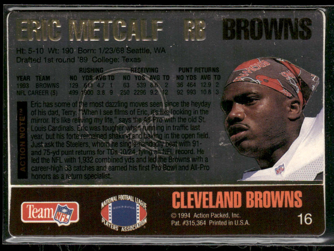 Eric Metcalf 1994 Action Packed #16 Cleveland Browns