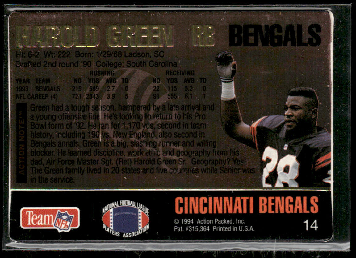 Harold Green 1994 Action Packed #14 Cincinnati Bengals
